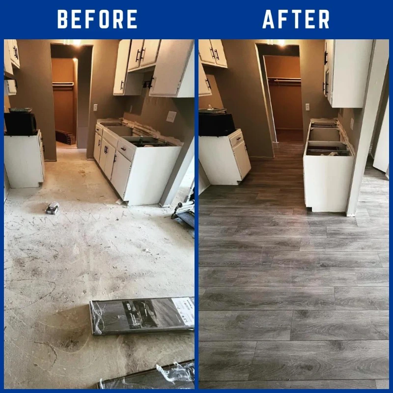 our work 10 Kitchen flooring before installation in Cincinnati OH