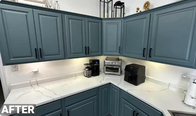 our work 9 Kitchen cabinet painting after renovation in Cincinnati OH