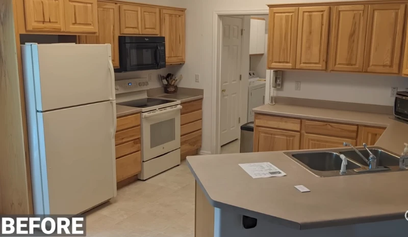 our work 8 Kitchen cabinet painting before renovation in Cincinnati OH