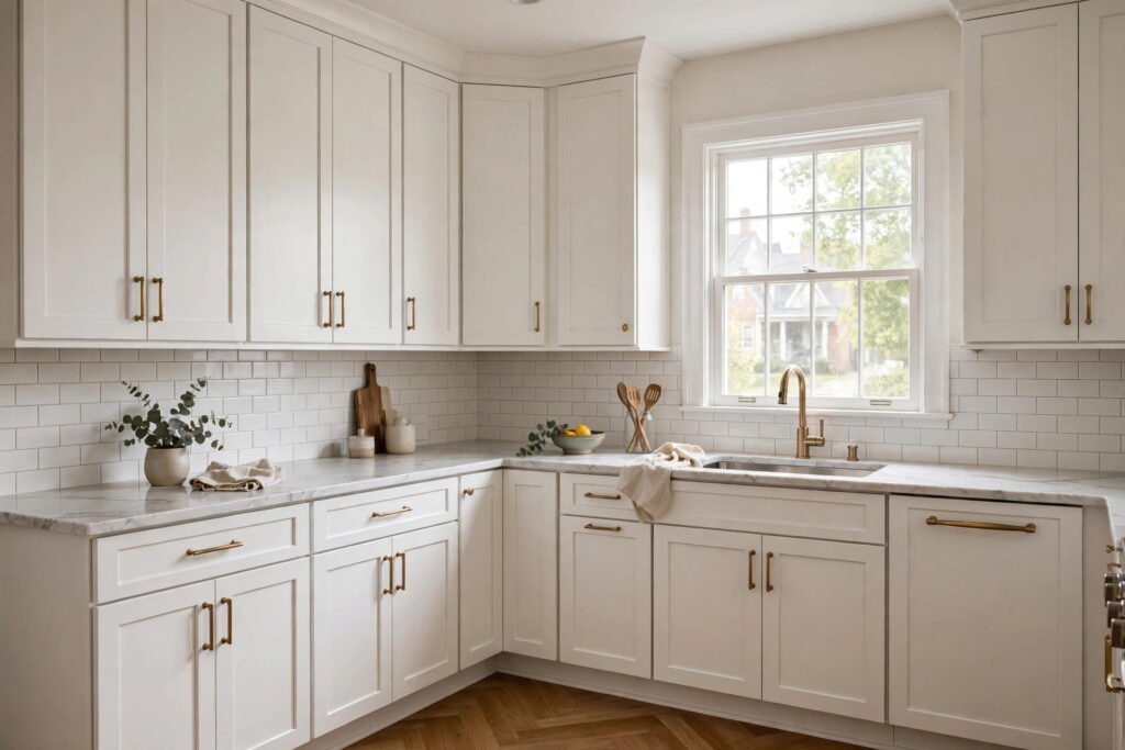 Cabinet Door Styles Guide: Shaker, Slab, Raised Panel & More 1 White shaker cabinet doors installed in Cincinnati kitchen remodel