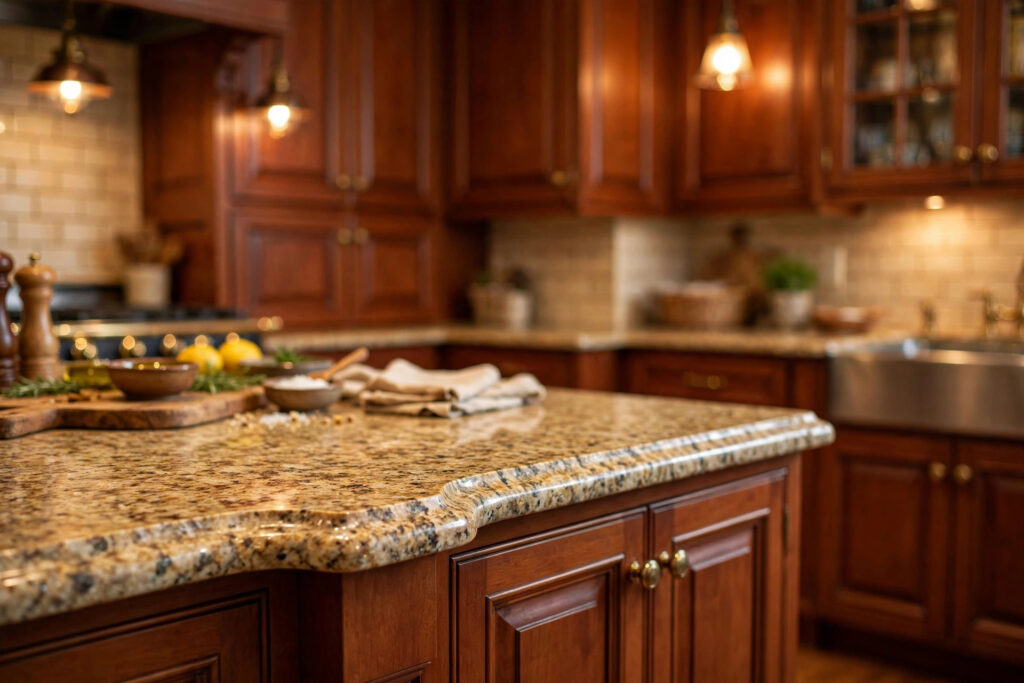 Ogee edge profile on granite countertop in traditional Cincinnati kitchen
