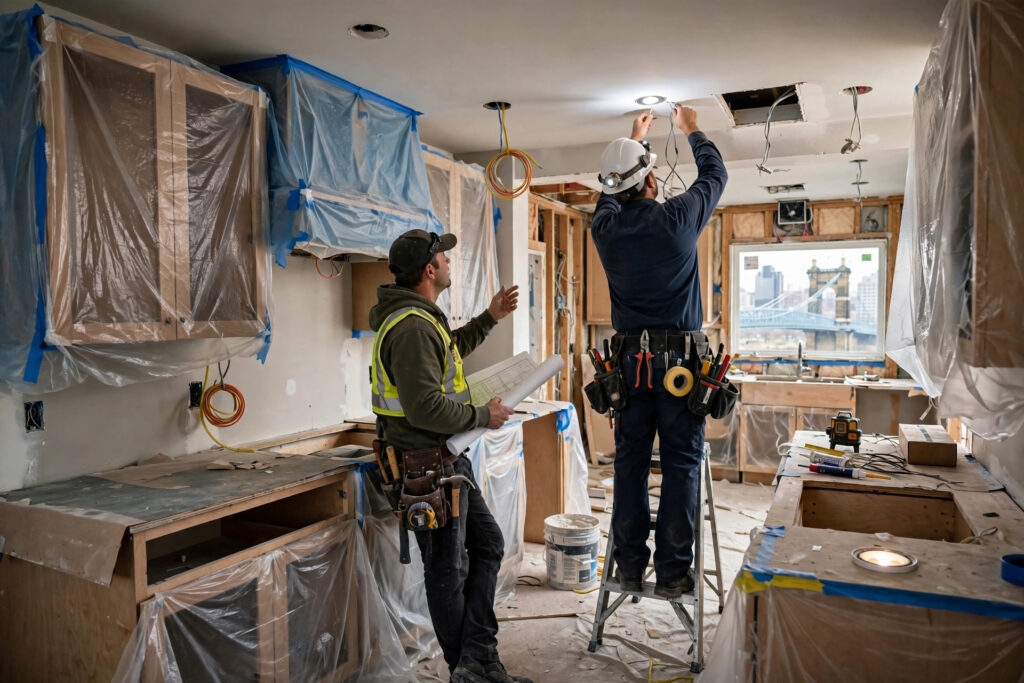 Remodeling contractor managing kitchen renovation crew in Cincinnati