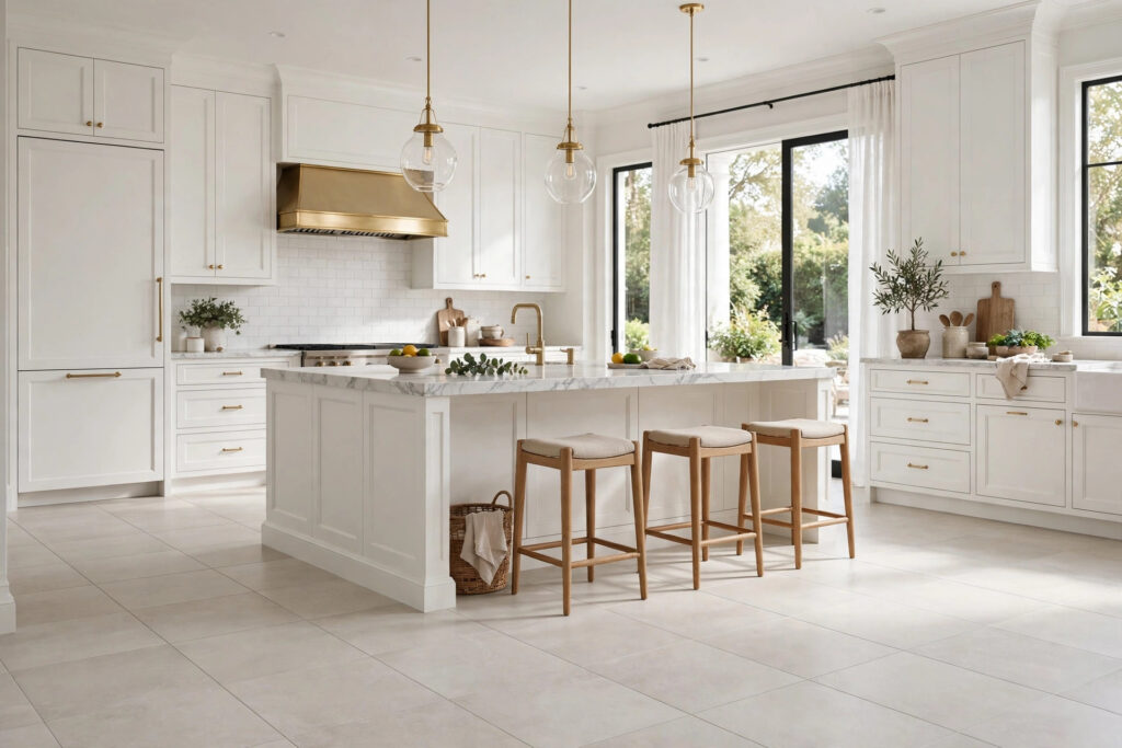 Waterproof Kitchen Flooring Options for Cincinnati Homes 1 Porcelain tile kitchen floor with epoxy grout in Cincinnati home
